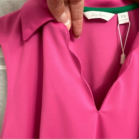 NWT LADY HAGAN / Barbie Pink Scallop Placket Sleeveless Golf Polo Size XS - Picture 6 of 10